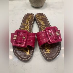 Sam Edelman pink croc buckle sandal